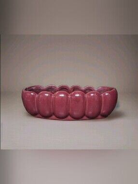 Alamo Pottery Mauve Burgundy Small Vase Scalloped Planter #772 Good Condition